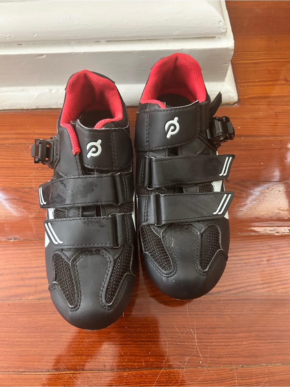 Peloton Black and Red Women's Athletic Cycling Shoes